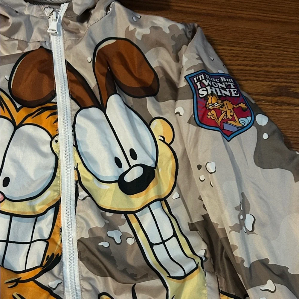 GARFIELD Boys Girls Light Weight Hooded JACKET Coat‎ Hoodie Size 14 HTF Linned